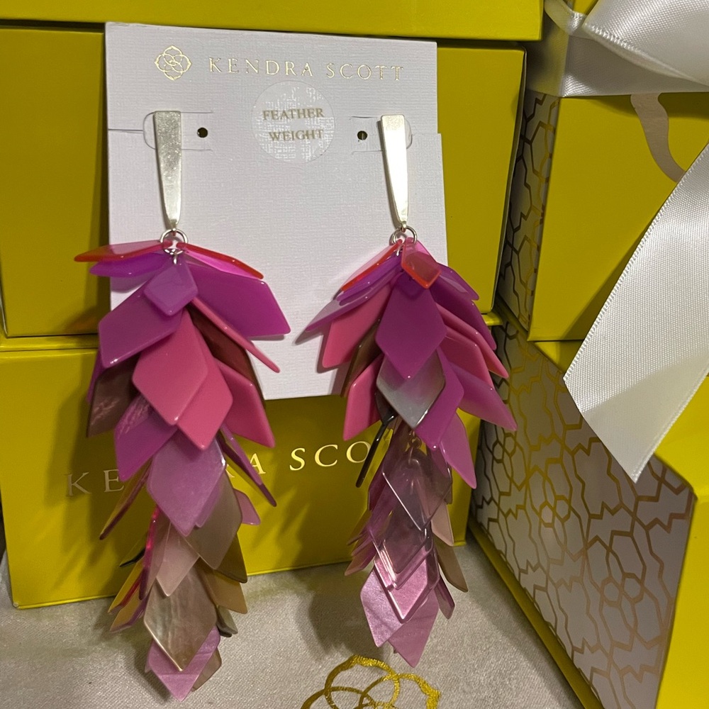 Kendra Scott Jennifer Statement Earrings Gold/ Pink Mix